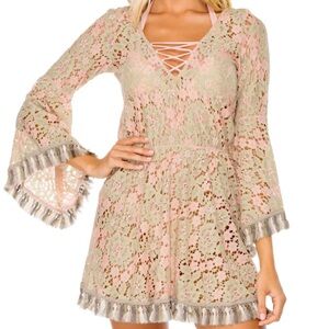 Luli Fama Gitana Lace Sleeve Bell Dress Size XS